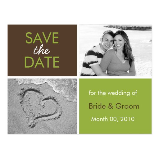 Grün und Foto-Postkarten Browns Save the Date