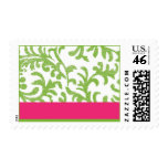 Grün-und Rosa-Blumenmuster Briefmarke