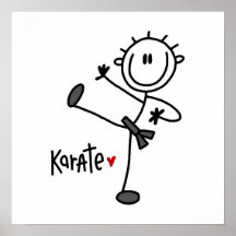 Grundlegende männliche Strichmännchen-Karate-T-Shi Posterdrucke