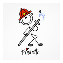 Grundlegende Strichmännchen-Feuerwehrmann-T-Shirts Personalisierte Einladungskarte