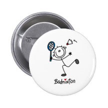 Grundlegendes männliches Strichmännchen-Badminton Anstecknadelbuttons
