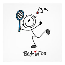 Grundlegendes männliches Strichmännchen-Badminton Personalisierte Ankündigung