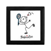 Grundlegendes männliches Strichmännchen-Badminton Geschenkbox