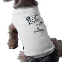 Grundlegendes männliches Strichmännchen-Badminton Hunde T Shirt