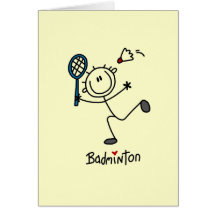 Grundlegendes männliches Strichmännchen-Badminton Grußkarten