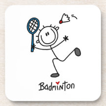 Grundlegendes männliches Strichmännchen-Badminton Getränk Untersetzer