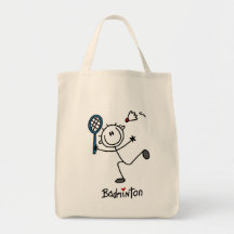Grundlegendes männliches Strichmännchen-Badminton Einkaufstaschen