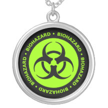 Grüne Biogefährdung-Symbol-Halskette mit Text
