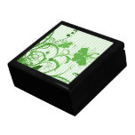 Grüne Blumen auf Streifen Geschenkbox