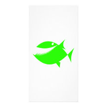 Grüne Cartoon-Fische Foto Karten