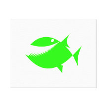Grüne Cartoon-Fische Gespannte Galerie Drucke