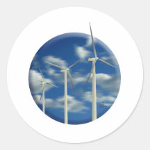 Grüne Energie-Windkraftanlage Runde Sticker