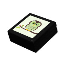 Grüne Eulen-Illustration Geschenkbox