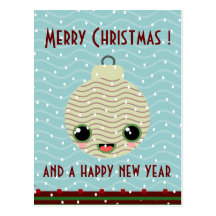 grüne Grüße kawaii Weihnachten des Baums Postkarte