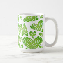 Grüne Herzen auf Weiß Kaffee Tasse