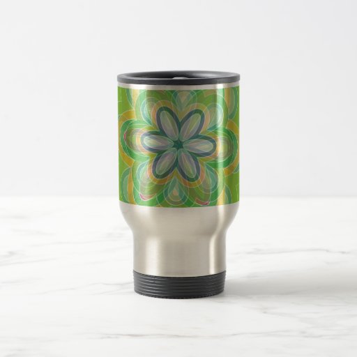 Grüne Hippie-BlumenvektorBluesorangen weiß Kaffee Tassen