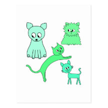 Grüne Katzen Postkarte