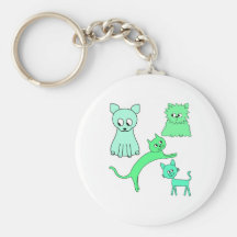 Grüne Katzen Schlüsselanhänger