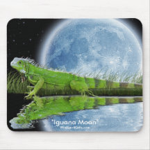 Grüne Leguan-u. Mond-Tier-Kunst Mousemat Mauspads