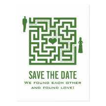Grüne Liebe-Labyrinth-Save the Date Postkarte