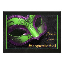 Grüne Masken-Kostümball-Halloween-Einladung