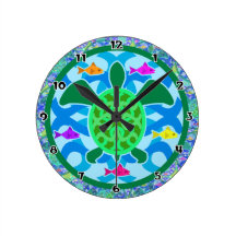 Grüne Meeresschildkröte-Wanduhr