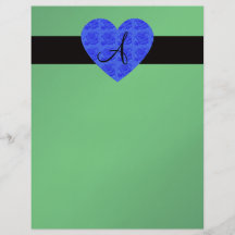 Grüne Monogrammblau-Rosen Personalisierte Flyer