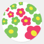 grüne rosa Blumen der Wiese Runde Sticker