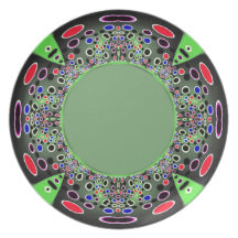 Grüne schwarze Blasen-Platte Flache Teller