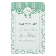 Grüne Streifen u. Damast-Save the Date Magnet