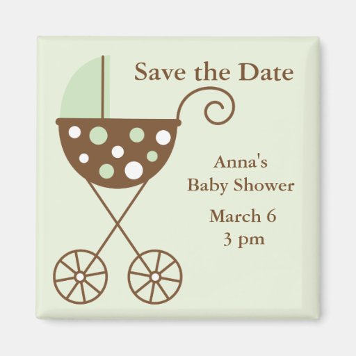 Grüne Stroller-Baby-Dusche Save the Date Kühlschrankmagnet