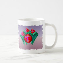 Grüne Valentine-Herzen und Liebe-Beeren Kaffeetasse
