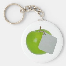 Grüner Apfel mit Metallumbau Schlüsselanhänger