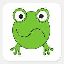 Grüner Frosch. Schauen verwirrt Quadratsticker