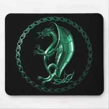 Grüner keltischer Drache Mousepads