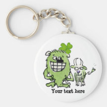 Grüner Monster-Ziegen-Kleeblatt-Cartoon Keychains Schlüsselanhänger