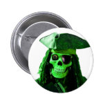 Grüner Neonpirat mit skully u. Flecken Button