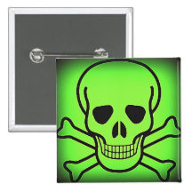 GRÜNER TOTENKOPF MIT GEKREUZTER KNOCHEN-NEONDRUCK ANSTECKNADELBUTTONS