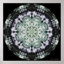 Grüner und lila Schneeflocke Mandala Plakat