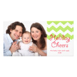 Grüner Zickzack Feiertag jubelt Weihnachtsfamilie  Photo Karten