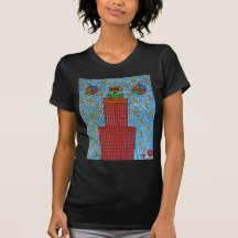 Grünes alien DJ auf Wolkenkratzer X Tshirt