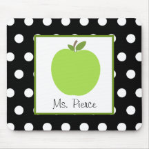 Grünes Apple/Schwarzes mit weißen Tupfen Mousepads