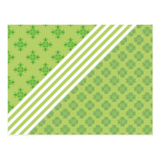 grünes barockes Weiß stripes Blumenverzierungsklee Postkarte