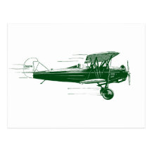 Grünes Bi-Flugzeug Postkarte