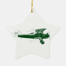 Grünes Bi-Flugzeug Weihnachtsbaum Ornamente