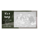 Grünes geometrisches Tarnungs-Party laden Foto-Kar Personalisierte Foto Karte