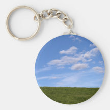 Grünes Gras und blauer Himmel Schlüsselanhänger
