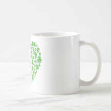 Grünes Kleeblatt-Herz Kaffee Haferl