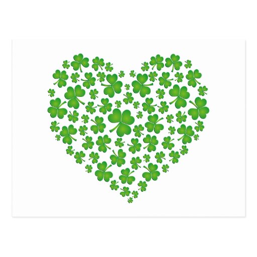 Grünes KleeblattHerz Postkarte Zazzle