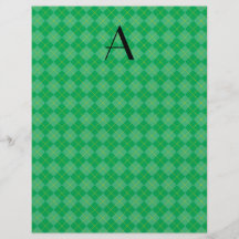 Grünes Rautenmonogramm Bedruckte Flyer